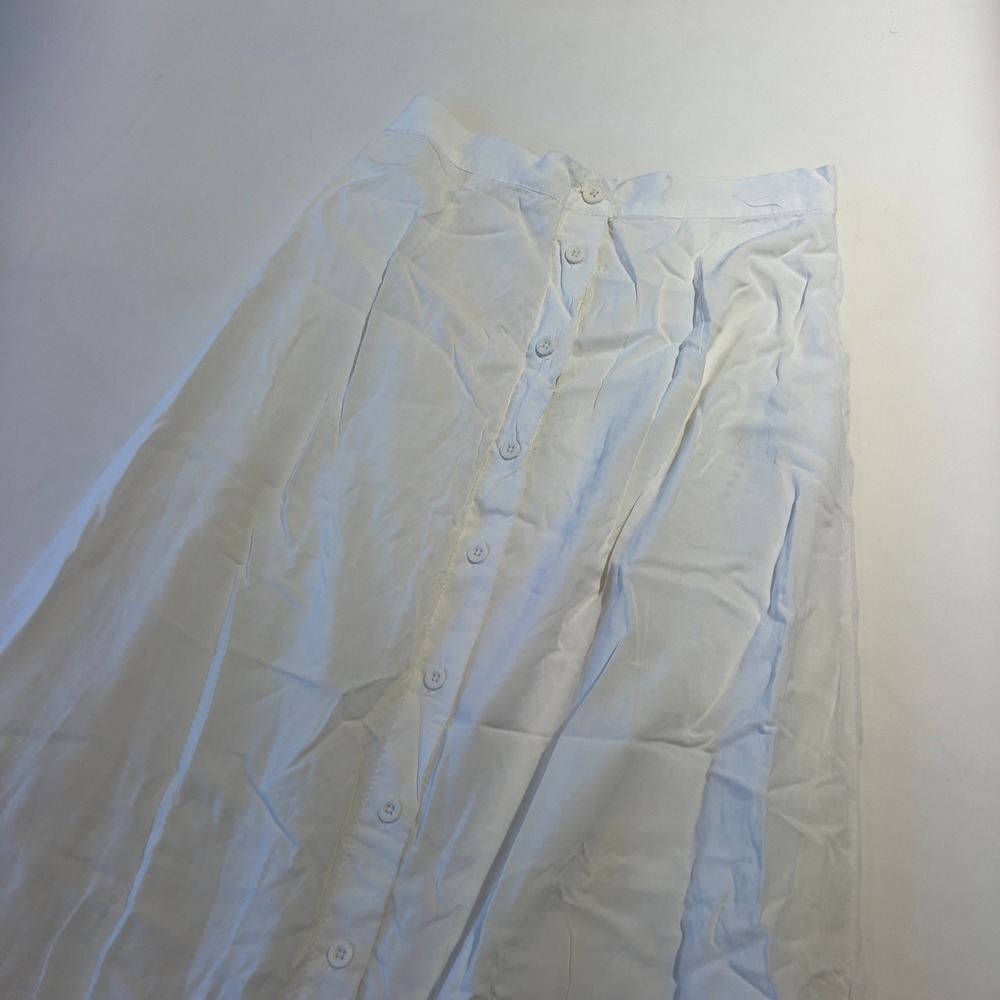 St.‎ George White Button Front Maxi Skirt Elastic Back Medium SH518A-Z129M